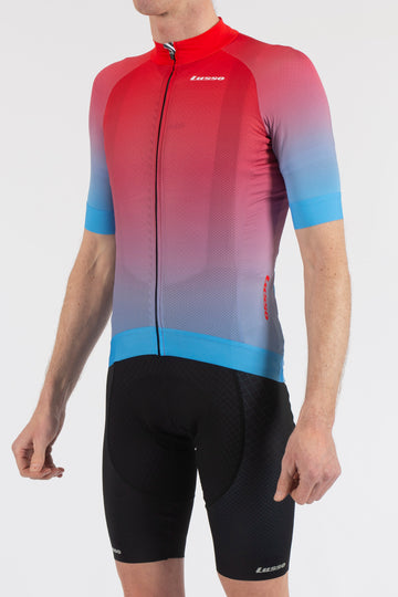 Fade Blue/Red Short Sleeve Jersey - Lusso Cycle Wear